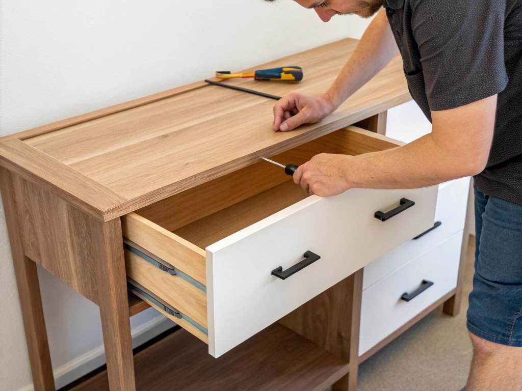 Removing stuck Micke drawer